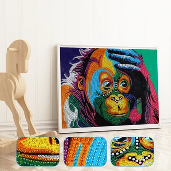 

Newest 5D Diamond Painting Animal Special-Shaped Acrylic Partial 30x40cm Paper Roll-Up Frameless Monkey Picture For Home Decor