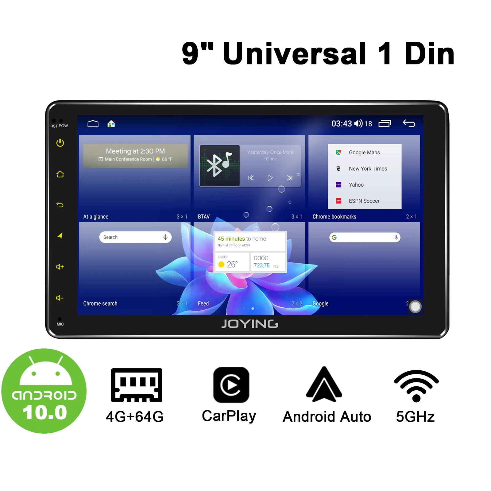 Autoradio Android 1 din Radio With Screen 9 inch Android 10 Central Multimedia Audio System GPS TV Digital  Wireless Carplay 4G