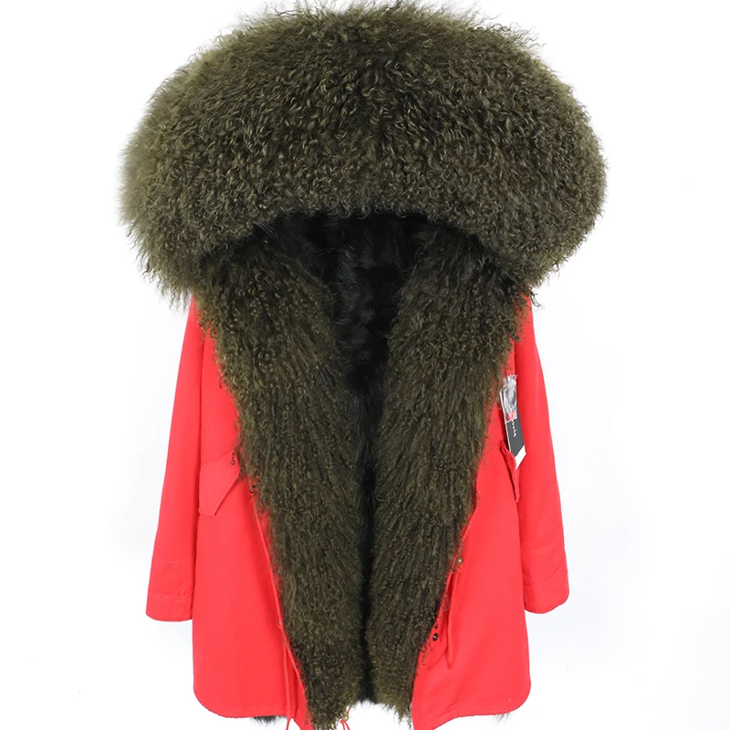 MMK-8 Autumn Winter Women's Parka Coat Thick Detachable Scorpion Liner Fur Lamb Hair Super Large Fur Collar Overcome - Color: MMK-8
