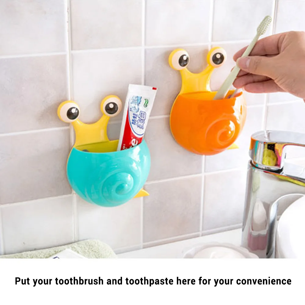 Bathroom Wall Hanging Suction Cup Storage Toothbrush Holder Cartoon Toiletries Toothpaste Holder Wall Suction Bathroom Sets