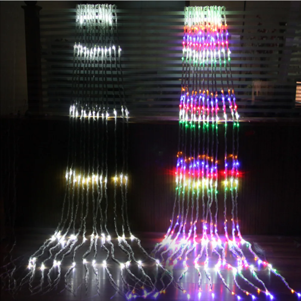 US $16.46 Holiday Light 3X3M 320 LED Waterfall Snowfall Curtain Icicle LED String Light Meteor Shower Rain Effect Christmas Wedding Light