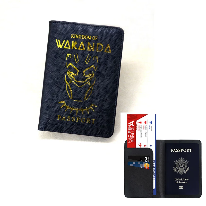 Wakanda Держатель для паспорта Rfid Блокировка из искусственной кожи Asgard чехол для паспорта дорожный кошелек черные чехлы для паспорта - Цвет: Wakanda D