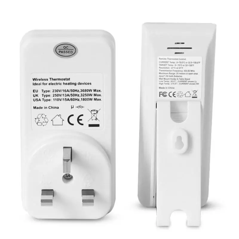 UK Plug TS-808 беспроводной терморегулятор Термостат ЖК-дисплей с зеленой подсветкой ЖК-дисплей цветная коробка 100x52x50 мм - Цвет: UK Plug
