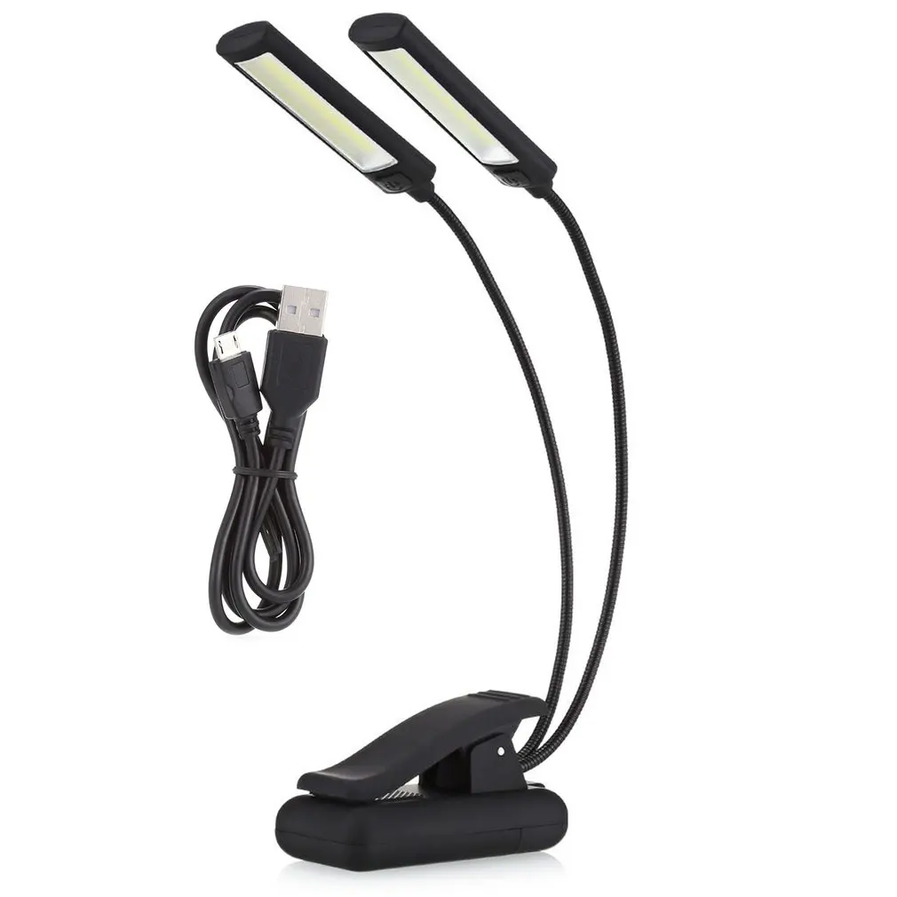 Double headlight ICOCO 6 Вт светодиодный USB Диммируемый Светильник для чтения с зажимом для ноутбука, ноутбука, пианино, кровати, изголовья стола, Портативный Ночной светильник - Испускаемый цвет: Double headlight