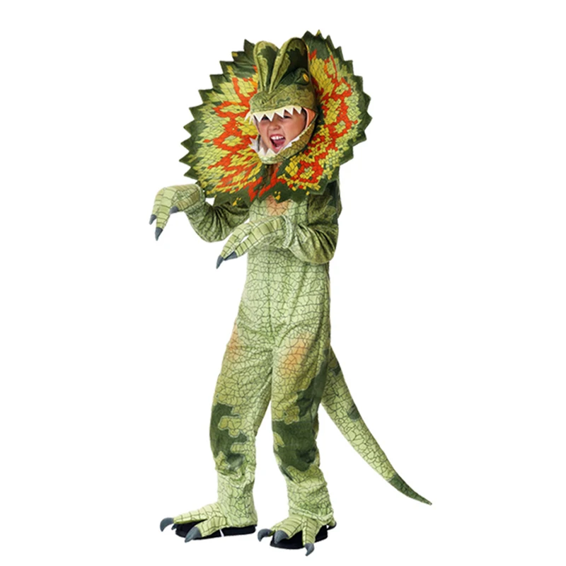Динозавров Dilophosaurus костюмы на Хэллоуин Костюм для мальчиков косплея Для Девочек