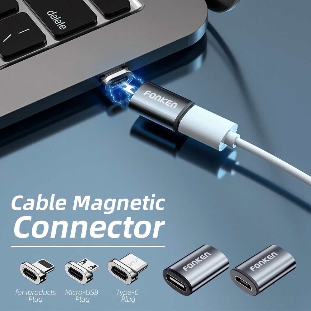 Fonken Magnetic Cable Plug Tip USB Cable Connector Type C Magnetic Charge Adapter Micro USB Magnet Cable Converter Charger Tip charger type for android