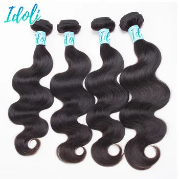 

Idoli Hair 4 Bundles Peruvian Body Wave Hair 100% Human Hair Weaves 8-30inch Natural Color Remy Hair Extensions