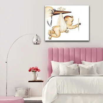 

DIY colorings pictures by numbers with colors Baby in the mouth of a duck picture drawing painting by numbers framed Home