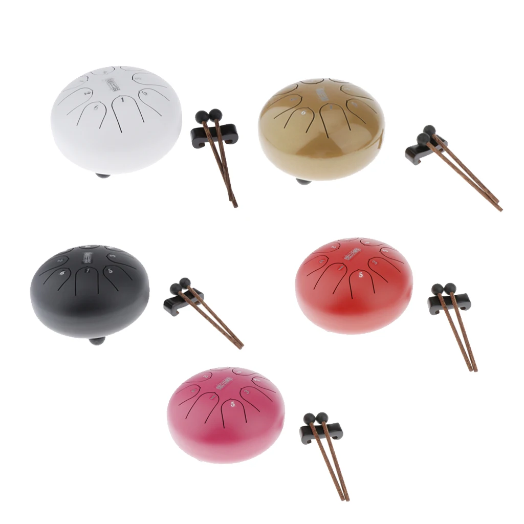 

6 Inch Mini 8-Tone Steel Tongue Drum F Key Percussion Instrument Hand Pan Drum with 2pcs Drum Mallets