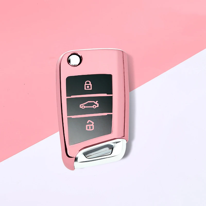 

Colorful Soft TPU Car Key Case Cover For Volkswagen VW Golf7 mk7 Seat Ibiza Leon FR 2 Altea Aztec For Skoda Octavia Accessories