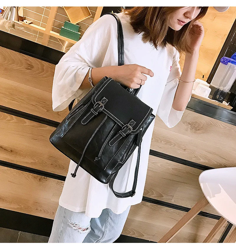 LIKETHIS рюкзак из искусственной кожи, Женская одноцветная школьная сумка через плечо, высококачественный рюкзак Rugzak, мягкий, Лидер продаж, водонепроницаемый