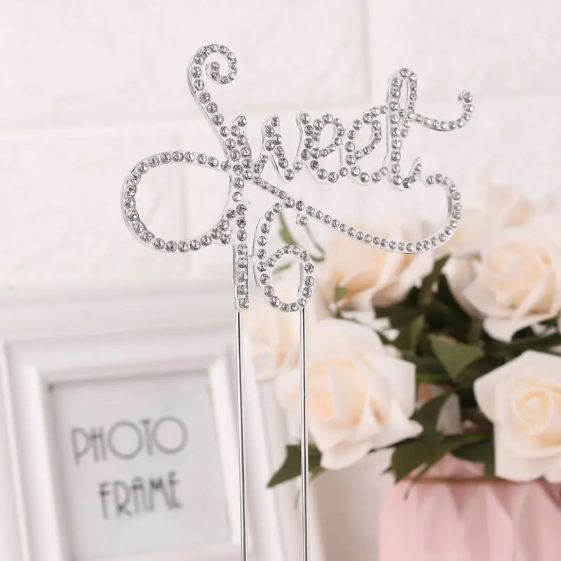

Sweet 16 Cake Topper 16th Birthday Party Themes With Rhinestone Decoration Anniversary Supplies D08D