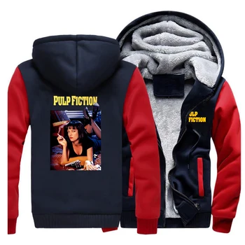

Hot Sale Men Hoodies Movie Series Print Pulp Fiction Casual Stylish Thicken Outwear High Quality Coat Personalized Brand Costume