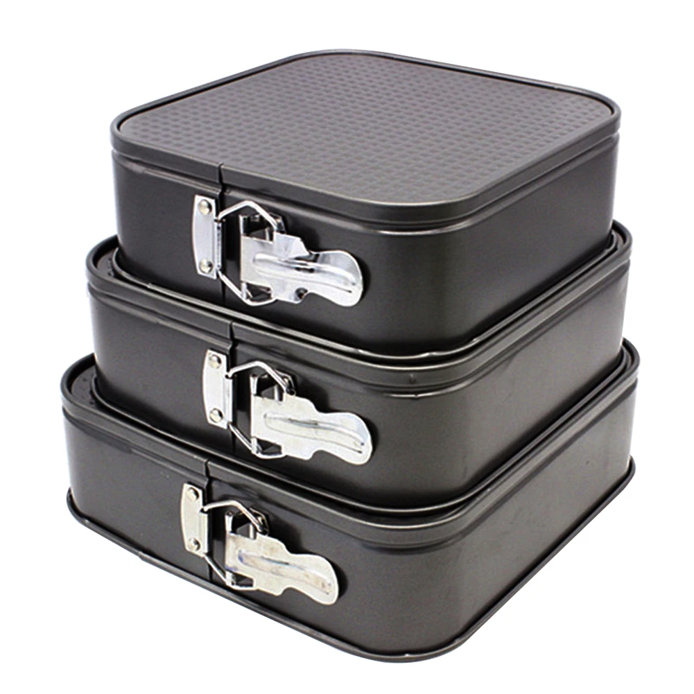 

3PCS/Set With Buckle DIY Bar Cheesecake Nonstick Easy Clean Dessert Pan Restaurant Square Shape Cake Mould Home Leakproof