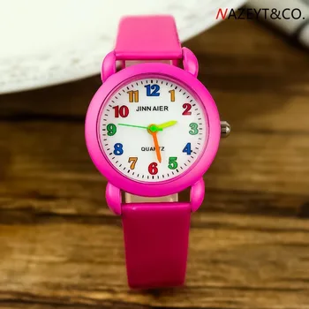 

Fashion cute children color needle color word color belt shell simple student quartz watch