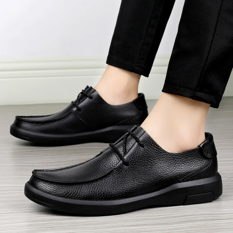 Men Oxfords Genuine Leather Dress Shoes Brogue Lace Up Mens Casual Shoes Luxury Brand Moccasins Loafers Men Plus Size 37-47