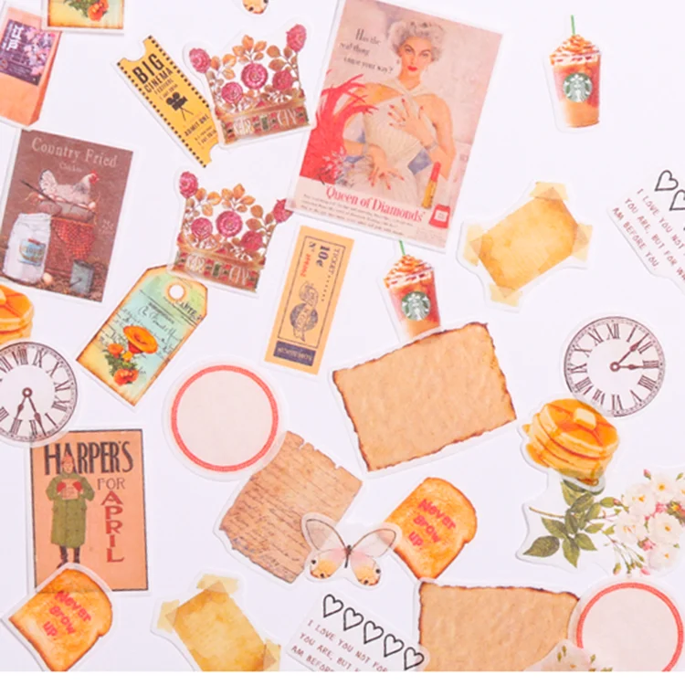 

40Pcs/Bag Vintage Transparent Clock Label Sticker DIY Craft Scrapbooking Album Junk Journal Happy Planner Decorative Stickers