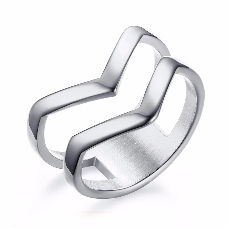 Vnox, геометрическое кольцо для женщин, глянцевое, нержавеющая сталь, полое кольцо, элегантные, вечерние, ювелирные изделия, размеры 6, 7, 8, 9 - Цвет основного камня: Silver