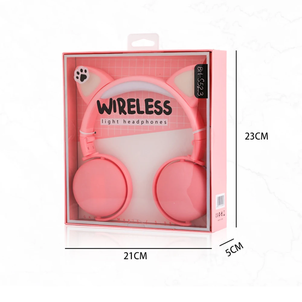 Cute LED Light Cat Ear Wireless Headphones Kids Girl Bluetooth 5 0 Music Stereo Headset Noise Cancelling Earphones With Mic Gift