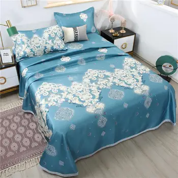 

Summer Ice Silk Bedding Comforter Sets Queen Kids Luxury Pillow Case Cover Bed Sheet Printed Washed Cool Pad 3 Pcs New Listing