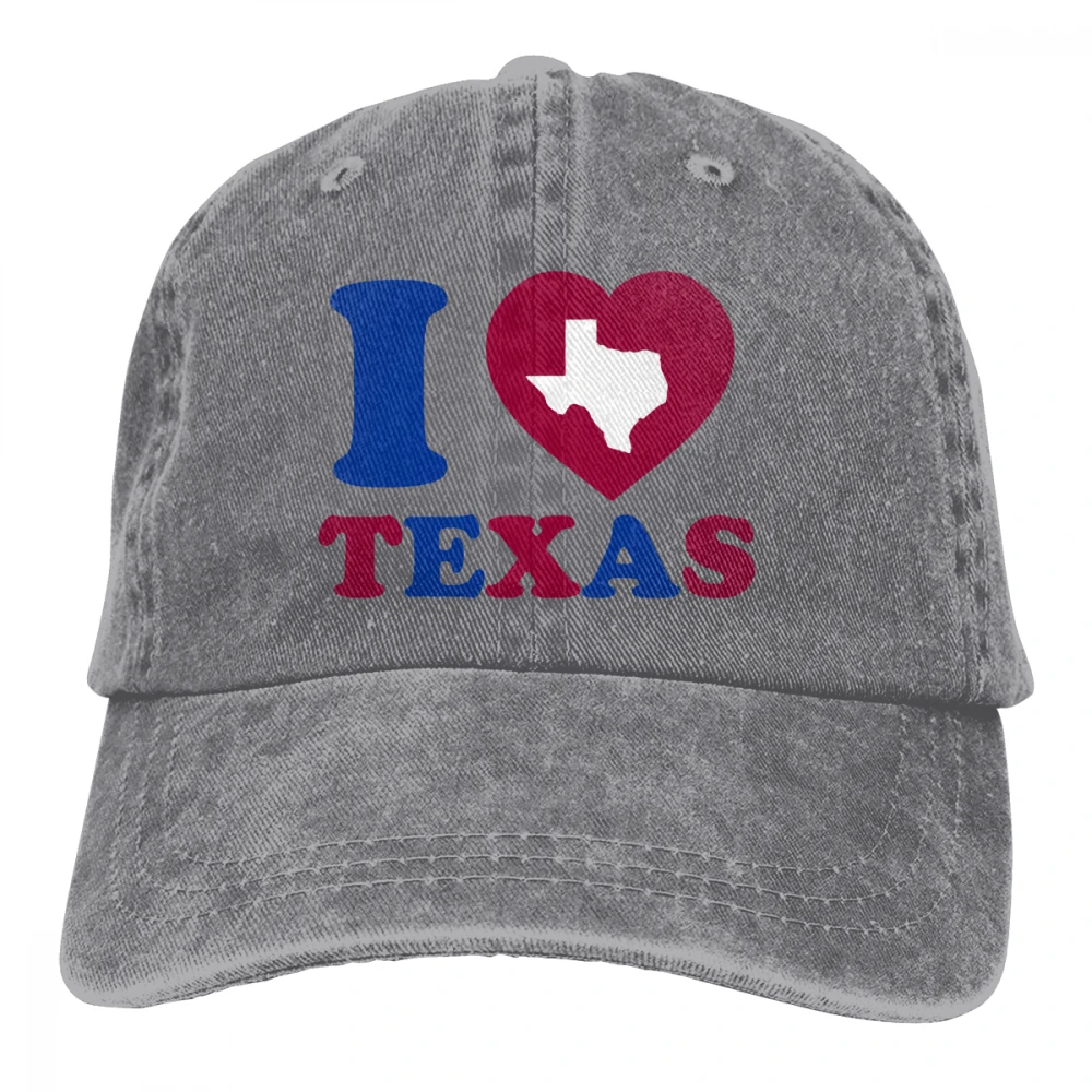 I Love Texas Casquette натуральный унисекс Мужские Женские джинсовые бейсболка с ремешком кепки Регулируемая шляпа для гольфа папа
