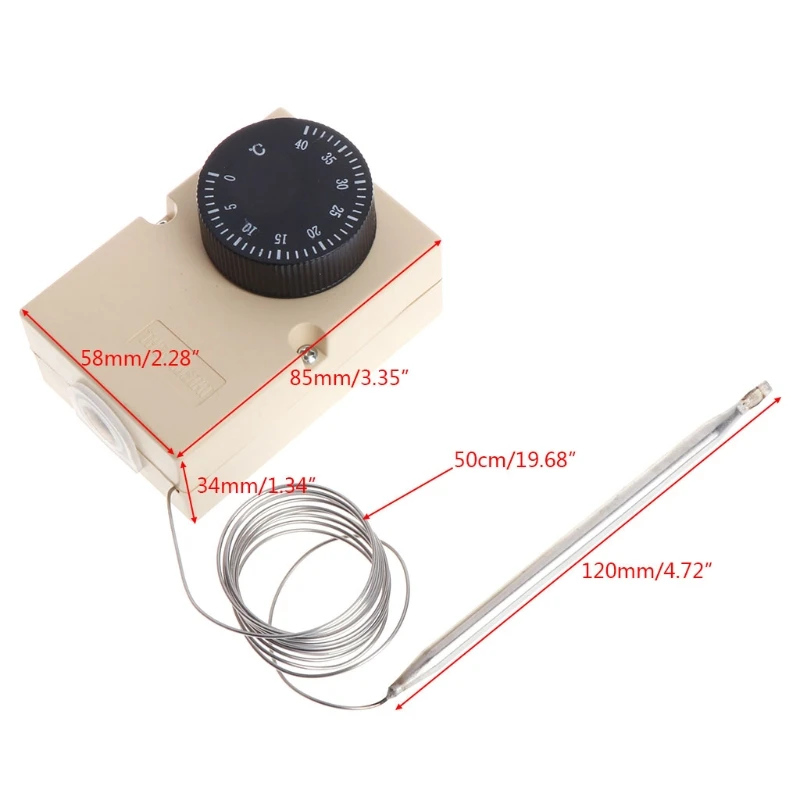 AC220V 0-40? Temperature Switch Capillary Thermostat Controller w waterproof box
