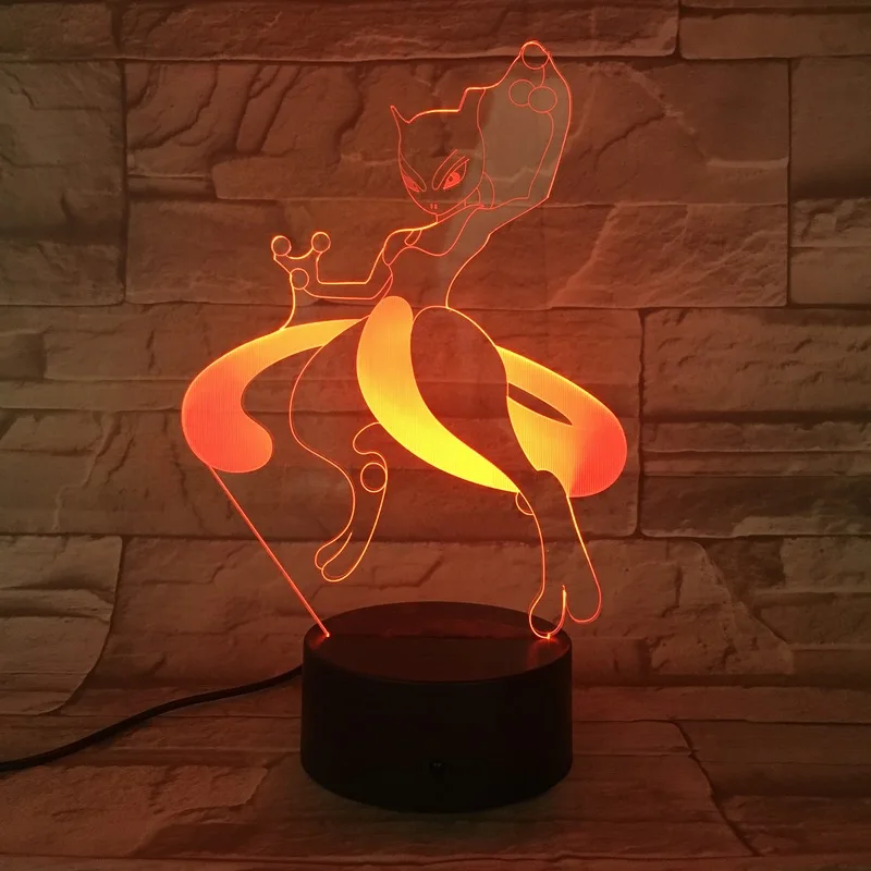 Takara Tomy с изображением покемона Пикачу, Мьюту Иви Чаризард Greninja 3D светодиодный ночной Светильник фигурку игрушки Рождественский подарок