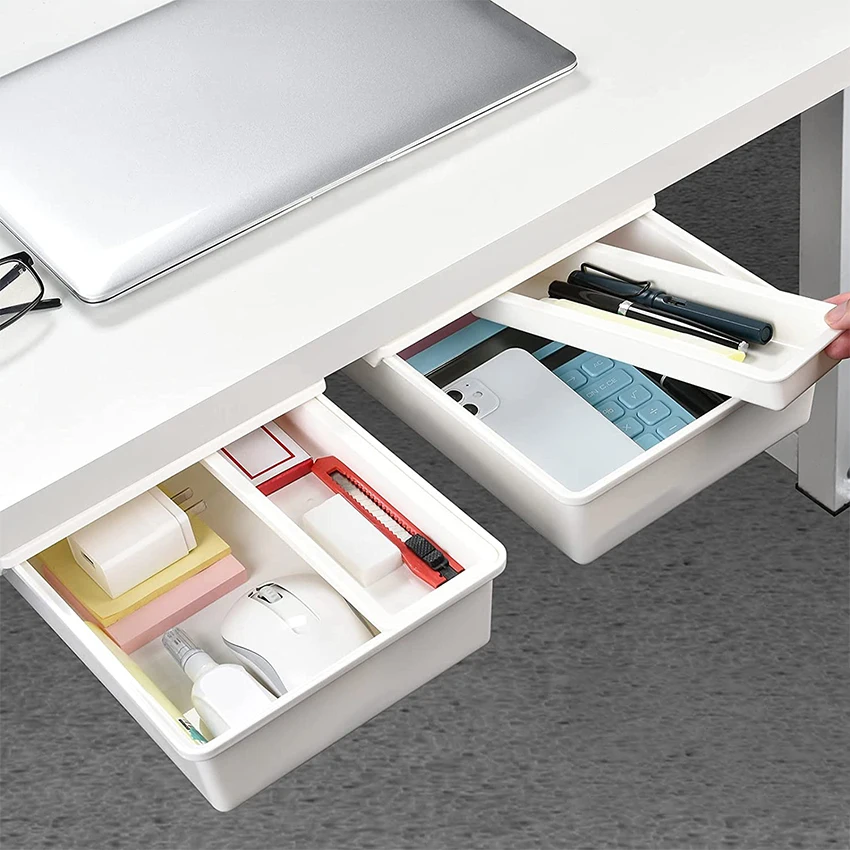 DALIAN SelfAdhesive Hidden Drawer Desk Organizer,under Desk Storage