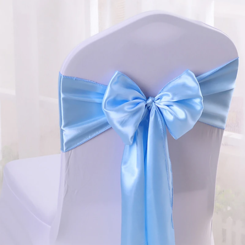 20pcs Chair Sashes Satin Silk Cloth Wedding Chair Knot Bows Seat Chair Cover Bow Sashes DIY Ribbon for Party Chair Decoration