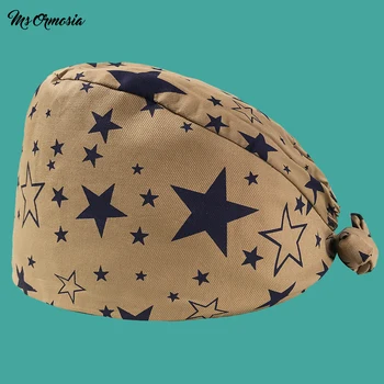 

Printed Cap Hospital Laser Eye Operating Room Hats Doctors Nurses Unisex Medical Surgical Beauty Caps Dentist Pet Scrub Cap mask