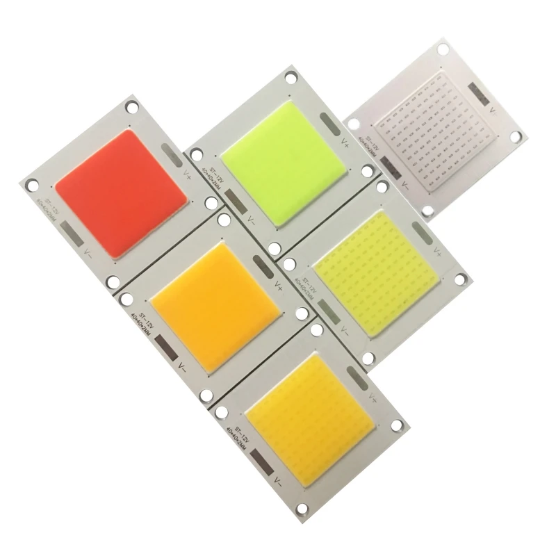 5 шт./лот 12V COB Светодиодная лампа 50 Вт 40 120lm/W 40*40*2 0 мм зеленого и синего цвета