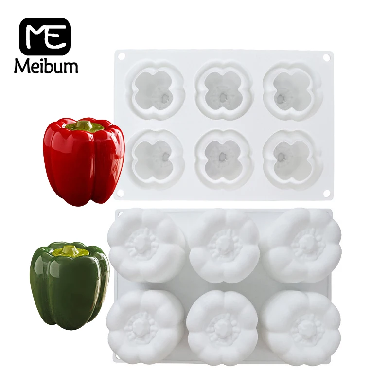 Meibum Chili-Shaped Silicone Mold 6 Cavity Mousse Cake Molds Dessert Decoration Bakeware Pastry Mould Kitchen Baking Tools |