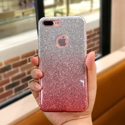 Блестящий чехол для iphone X XS 11 Pro MAX XR 10 7 8 Plus 6s 6 7Plus градиентные цвета Мягкий ТПУ силиконовый прозрачный чехол - Цвет: Pink