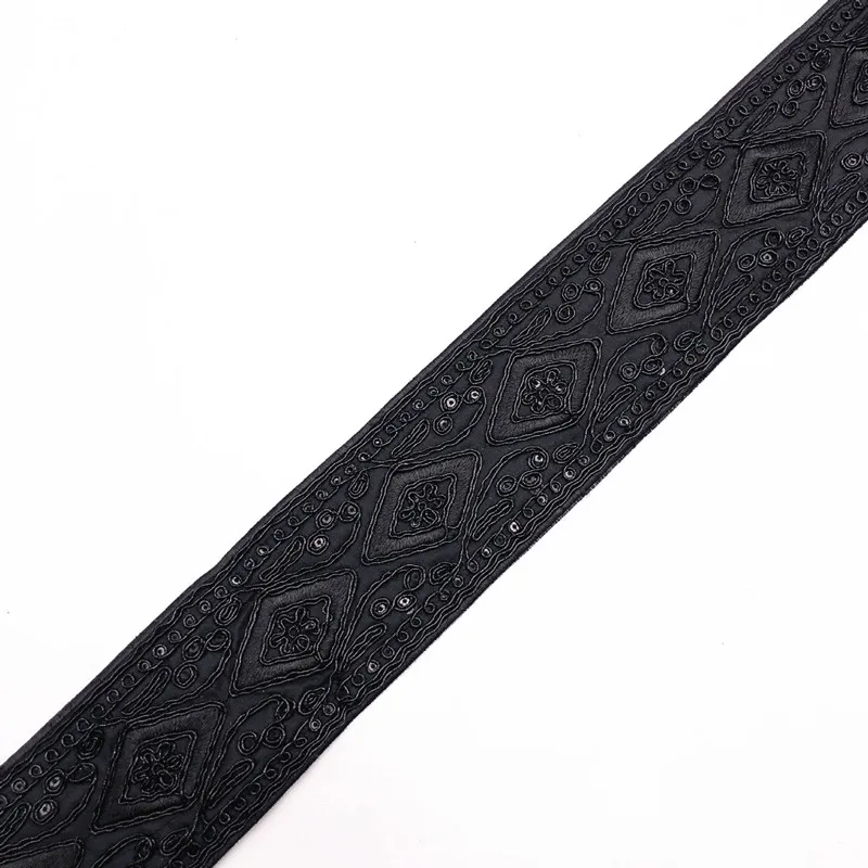 YOOGCORETT 3 Yards Black Elastic Sequin Ribbon Trim Glitter Metallic  Stretch Flat Sequin Fabric Ribbon Lace for DIY Crafts,Sewing, Dress