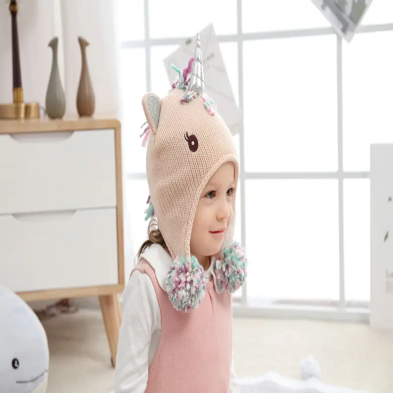Big eye unicorn children's autumn and winter hat knitted hat baby hat warm hat children's hat