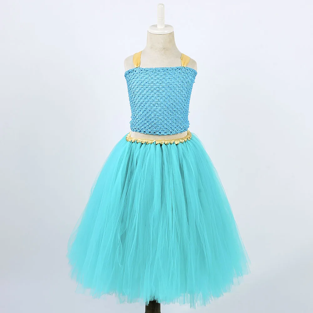 Blue Girls Dress Милый детский карнавальный костюм с цветами жасмина для девочек; вечерние платья для костюмированной вечеринки; сексуальный костюм Аладдина; платье принцессы для дня рождения - Цвет: Blue Girls Dress