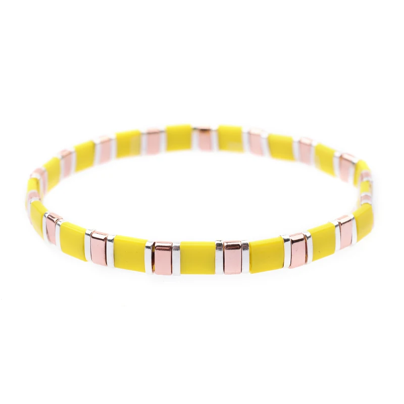 26-Yellow Rose Gold 28 цветов, богемные браслеты Miyuki для женщин, модные массивные ювелирные изделия в стиле бохо, японские бусины Miyuki Delica Tila, эластичный браслет BC332 - Окраска металла: 26-Yellow Rose Gold