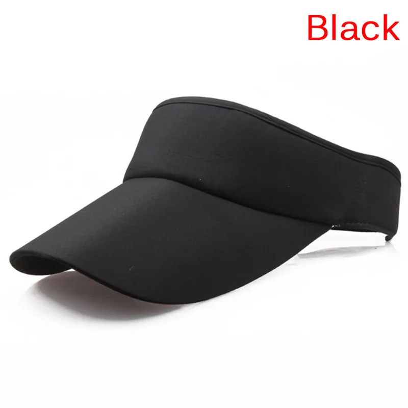 New Unisex Women Men Unisex Summer Hat Cotton Blend Tennis Hat Sports Wide Solid Casual Sun Visor Hat Cap - Цвет: Черный