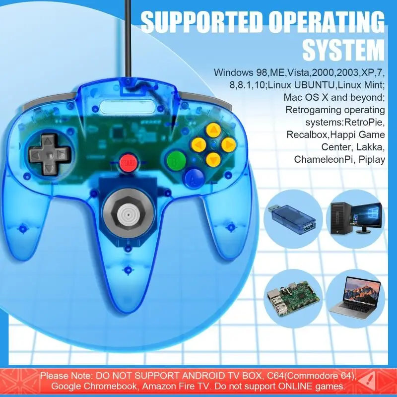 N64 Joystick Gamepad PC Berkabel Untuk Windows PC MAC Linux, 49 OFF