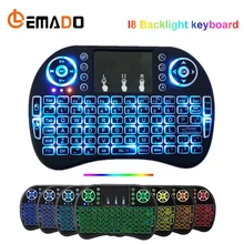 LEMADO I8 Беспроводная клавиатура с подсветкой 2,4 ГГц Air mouse английская Русская версия для Android tv BOX Мини приставка для телевизора