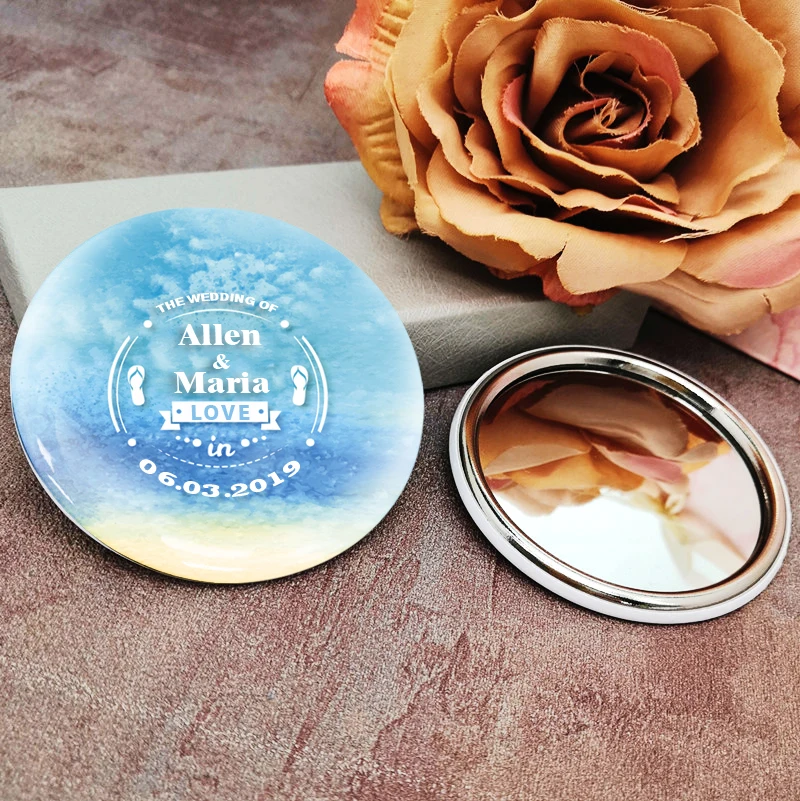 Персонализированные Имя/дата свадебные подарки зеркало для макияжа Baby Shower Свадебная вечеринка милость крещение рождение сувенир