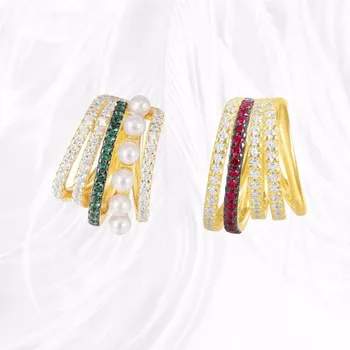 

Fashion Single Green/ Red Ear Clip Jewelry Valentine's Day Gift Fashion Retro Style For Women Punk Style Ear Cuff Clip Earrings