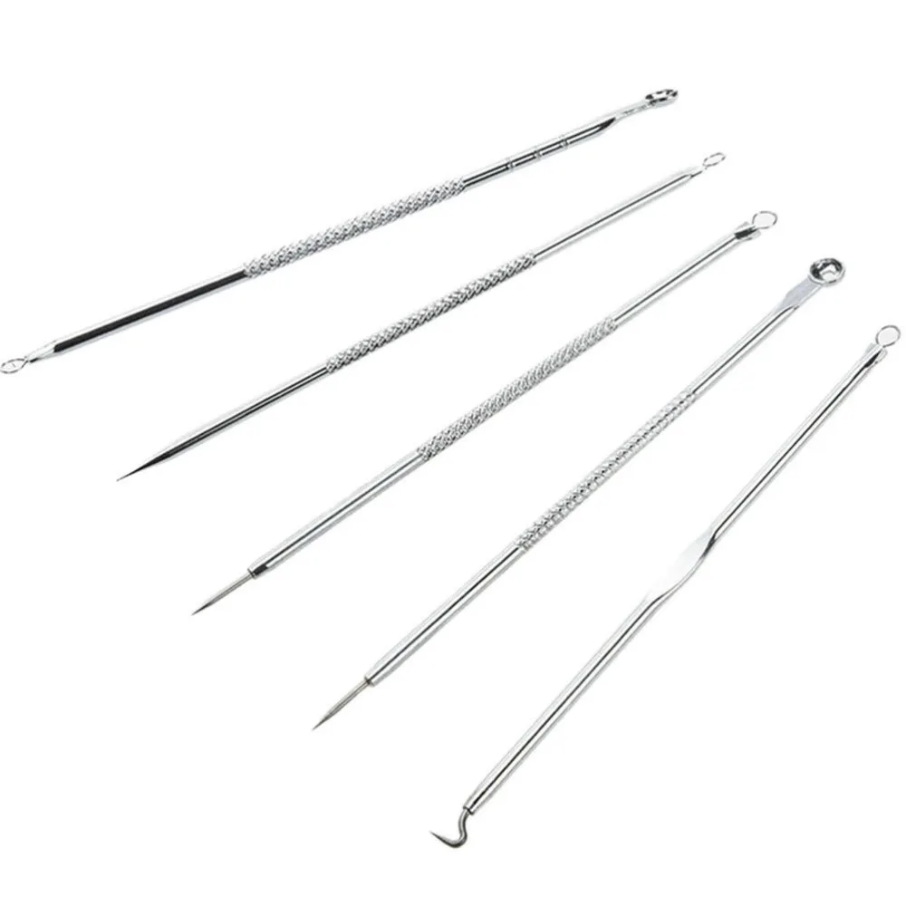 

5Pcs Face Care Stainless Steel Blackhead Whitehead Comedone Acne Pimple Blemish Needle Extractor Remover Professional Tool