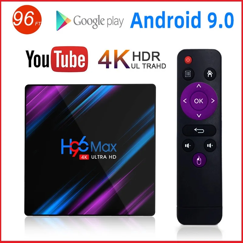 H96 Max Смарт ТВ коробка Android 9 0 RK3318 4K 2 4G &amp 5G Wi-Fi BT4.0 16 Гб оперативной памяти 32