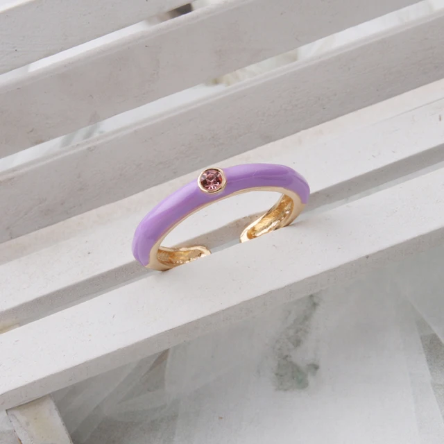 NeeFuWoFu Y2K Multicolor Enamel Dripping Oil Open Ring For Women, Adjustable  Gold Plated Chunky Finger Rings Party Jewelry Cyan