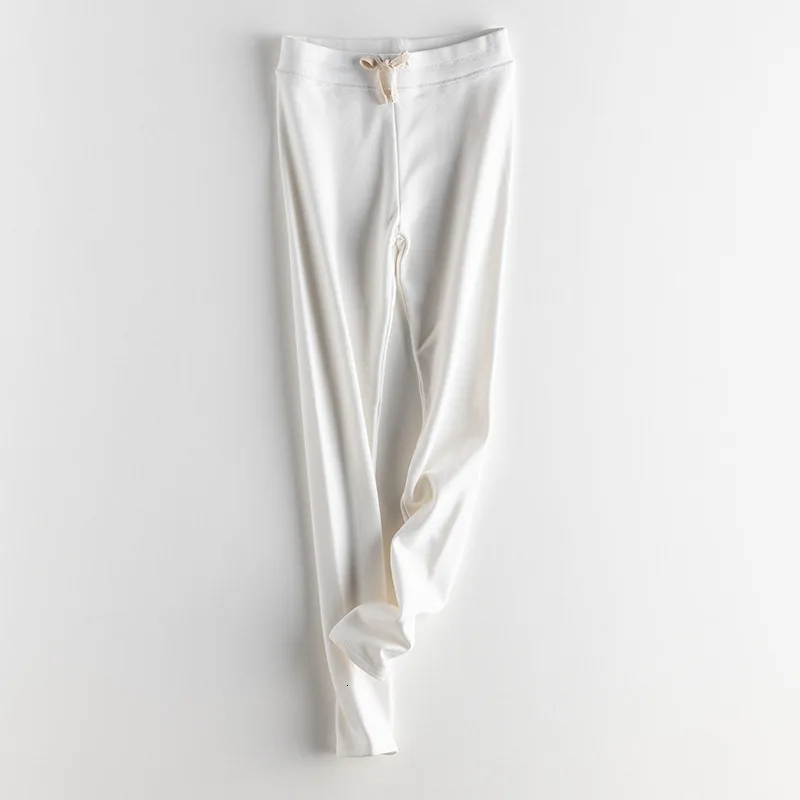 Pure Cotton Increase Down Pants Keep Warm Nine Part Pants - Цвет: white