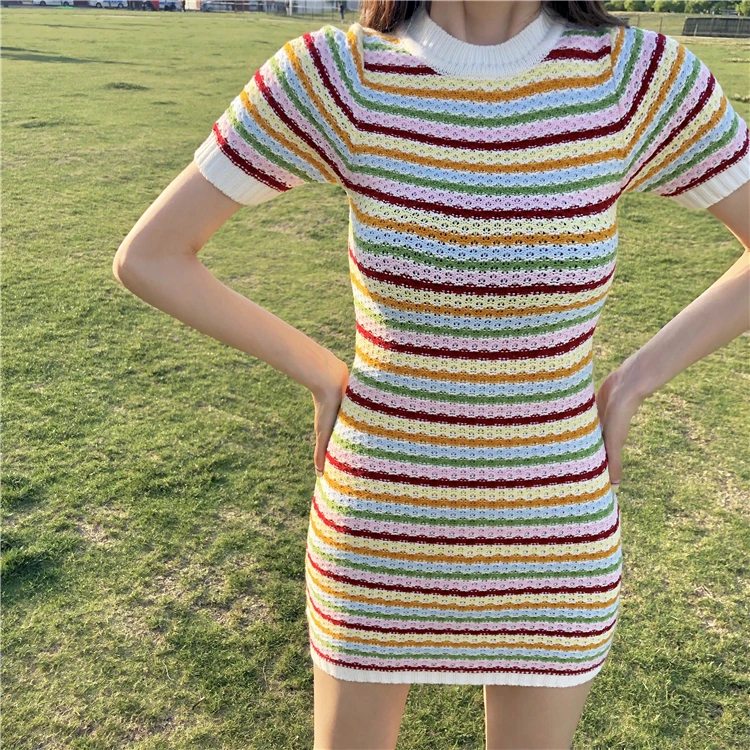 Moda feminina, летнее Полосатое облегающее мини-платье для женщин, винтажный стиль, вязаные шикарные платья, модный бренд, для девушек, vestido curto, новинка