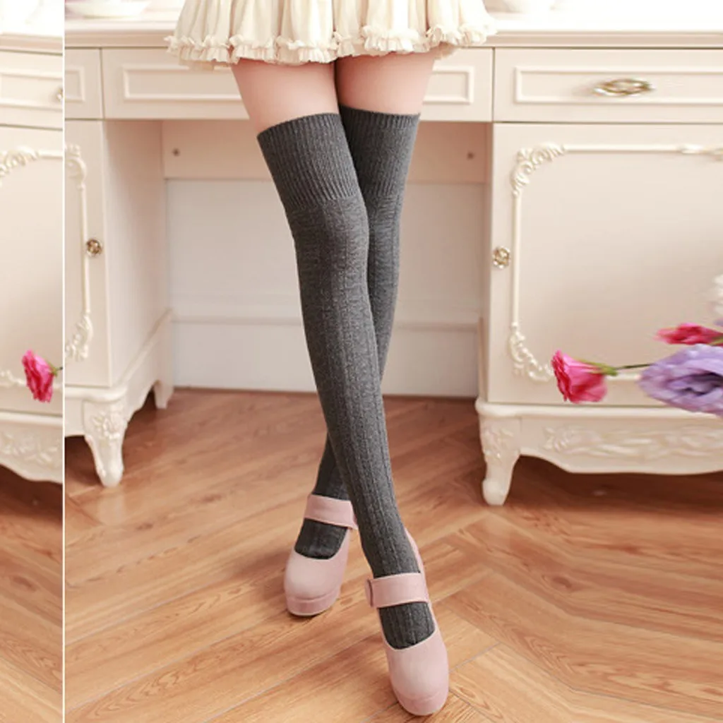 Длинные носки calcetines, однотонные, женские, облегающие, высокие, зимние, хлопковые, теплые, мягкие, хлопковые носки, сексуальные, muslo ponczozy