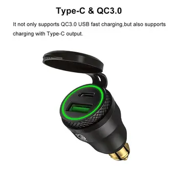 

Waterproof Adapter Type C USB Fast Charger Power Socket Hella Black Green LED