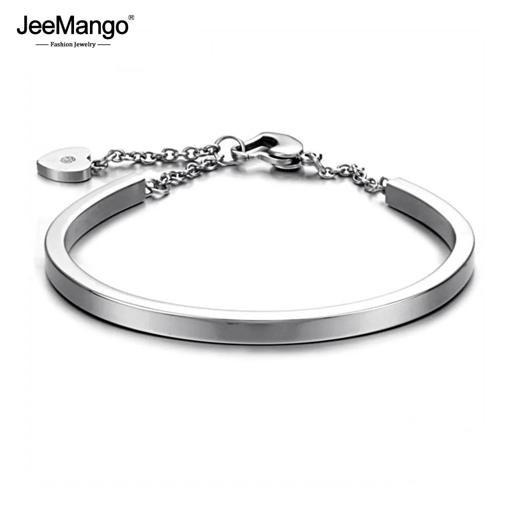 JeeMango браслет на запястье из нержавеющей стали ювелирные изделия Модные 4 цвета регулируемые цепочки и браслеты для женщин JB18093